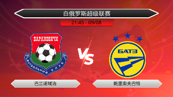 白俄罗斯超级联赛 巴兰诺域治 VS 鲍里索夫巴特