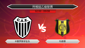 阿根廷乙级联赛 卡塞罗斯学生队 VS 玛德恩